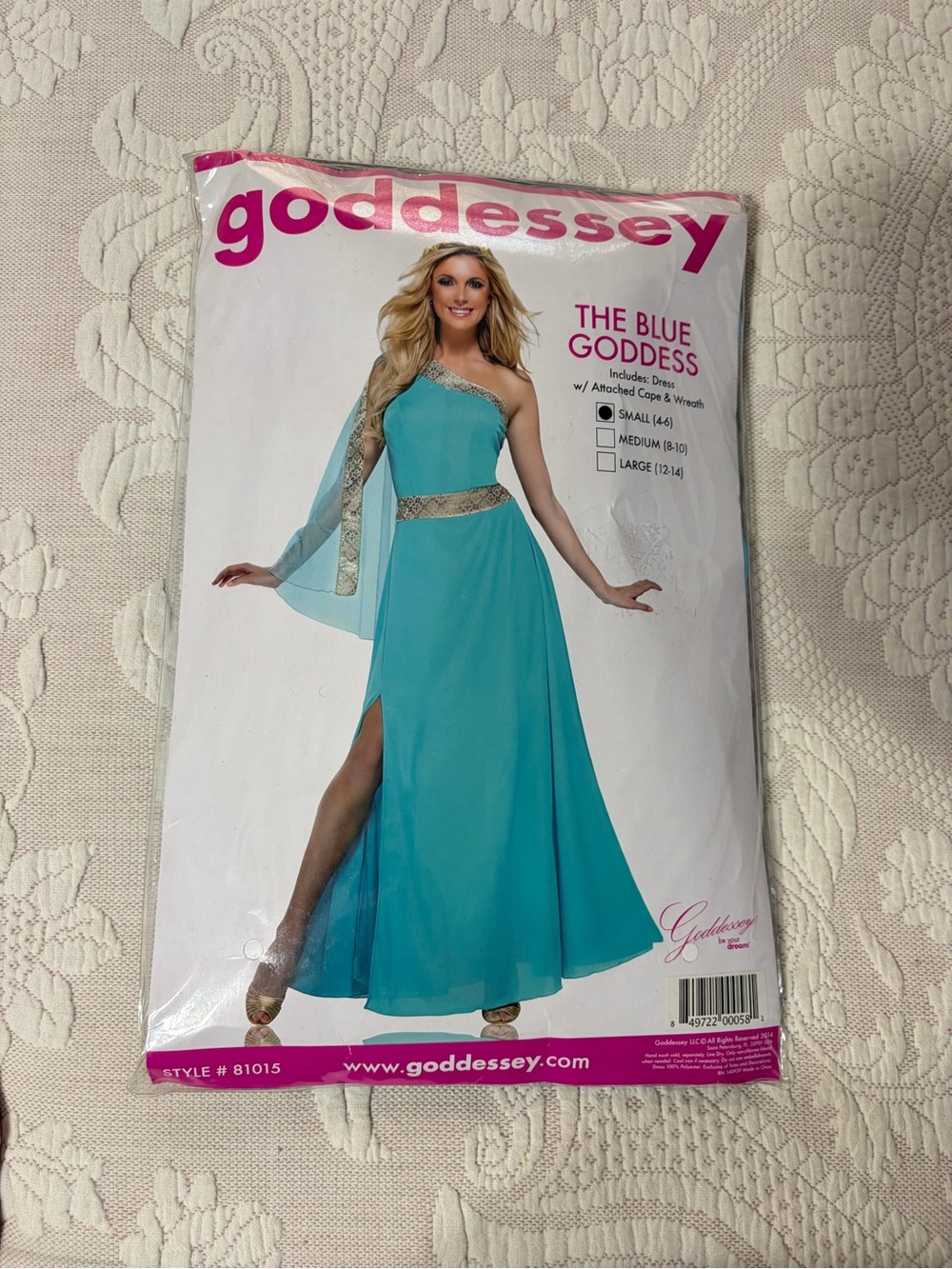 NWT The Blue Goddess One-Shoulder Blue Evening Dress costume party dress Greek